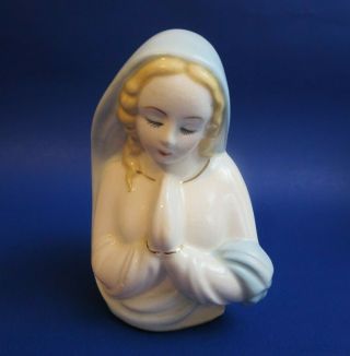 Small Vintage Praying Virgin Mary Blessed Mother Petite Ceramic Planter 4 5 "