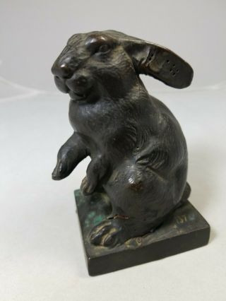 Antique Pompeian Bronze Garden Rabbit Art Statue Sculpture Flower Bookend