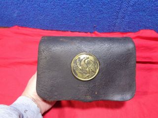 Old Civil War Leather Cartridge Box Case 2