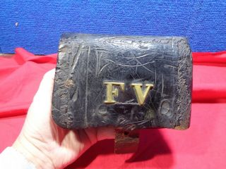 Old Civil War Leather Cartridge Box Case