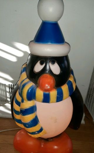 Vtg " General Foam " Christmas Chilly Willy Lighted Penguin Blow Mold - 28 " Tall
