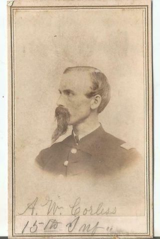 Civil War Cdv - A.  W.  Corliss 15th Infantry Manchester Bro.  & Angell Providence