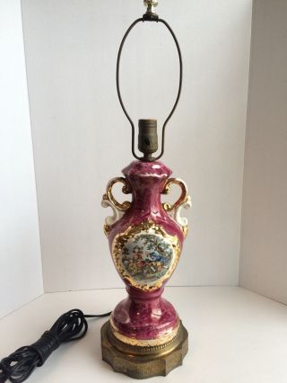 Vintage " George & Martha Washigton " Porcelain Table Lamp,  Handpainted & 24k Trim