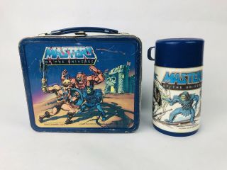 Masters Of The Universe Metal Lunch Box W/thermos He Man Skeletor Beast Man Vtg