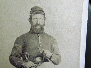 Civil War Cavalry Sergeant With Sword & Pistol Cdv Photograph