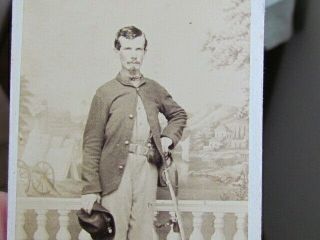 Civil War Cavalry Soldier Holding His Sword In Washington,  Dc.  Cdv Photograph