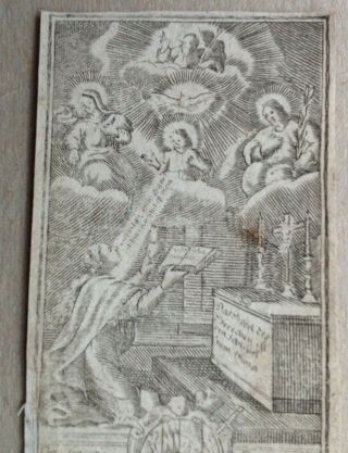 ANTIQUE PRINT HOLY CARD 1700 ' S CHRIST Virgin Mary 2