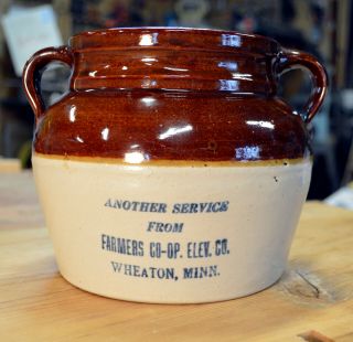 Red Wing Stoneware Advertising Bean Pot Wheaton Minnesota Antique Vintage