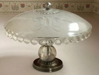 Antique Vintage 1930s Art Deco Glass w/ Glass Balls Light Fixture Chandelier 3
