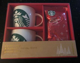 Starbucks Holiday Blend Ground Coffee 2017 14 Oz Mermaid Ceramic Mugs & Gift Set