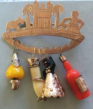 Vintage Bahia Charm Or Amulet Figa Fruit Brooch Pin Pendant