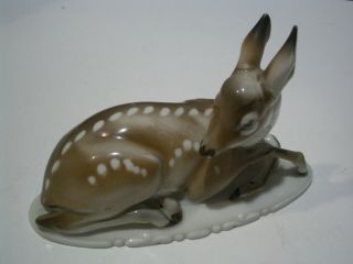 Rosenthal Porcelain Figurine Deer Fawn On Base Signed T.  Karner