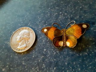 Vintage Enamel Sterling David Andersen Butterfly Pin - Norway