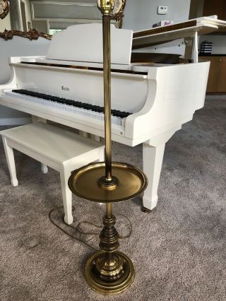Vintage Mid Century Brass Stiffel Floor Lamp With Table Hollywood Regency 2