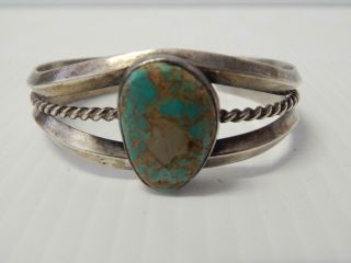 Hvy Old Pawn Vintage Navajo Indian Sterling Silver Turquoise Bracelet