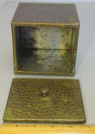 antique hand hammered BRASS SAILING SHIP TEA CADDY TOBACCO BOX tin lined 5 