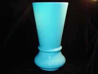 Antique French Blue Bristol Opaline Vase / 9 1/2 "