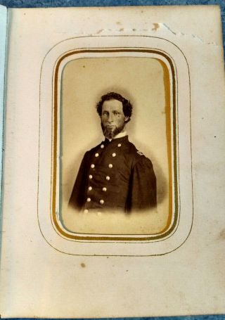 Civil War Era Cdv Kenton Oh Photo Album Pair W/2 Soldiers & Field Grade Officer