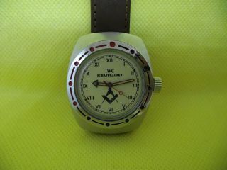 Masonic Vintage Watch Iwc Schaffhausen Swiss Amphibian Stainless Steel Diver 46s