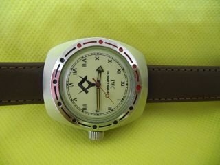 Masonic Vintage Watch IWC Schaffhausen Swiss Amphibian Stainless Steel Diver 46s 3