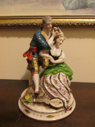 Unmarked Dresden Porcelain Victorian Couple Figurine