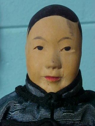 Antique Chinese Door Of Hope Wooden Male Doll With Kimport Tag