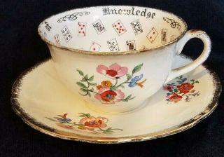 Antique Alfred Meakin Cup Of Knowledge Fortune Telling Teacup Tea Leaves