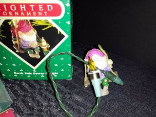 Vintage 1987 Hallmark Christmas Lighted Ornament North Pole Power & Light Elf