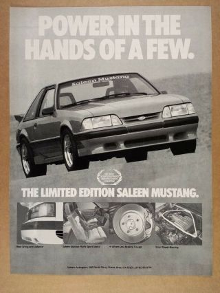1988 Saleen Ford Mustang Limited Edition Vintage Print Ad