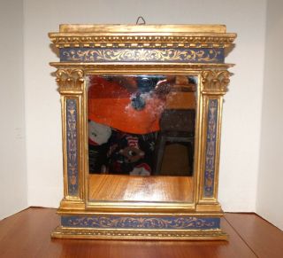 Antique Neoclassic Greek Revival Mirror W/gilt Frame & Hand - Painted Gilt Trim