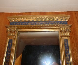 Antique Neoclassic Greek Revival Mirror w/Gilt Frame & Hand - Painted Gilt Trim 2