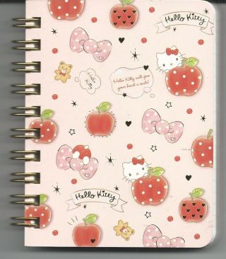 Sanrio Hello Kitty Spiral Notebook Small Bows Fruits