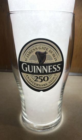 Guinness Limited Edition St James Gate 250th Anniversary Stout Beer Pint Glass