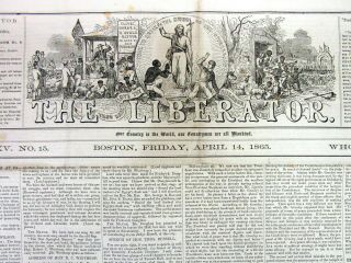 1865 Anti - Slavery Newspaper The Liberator Surrender Of Lee End Of The Civil War