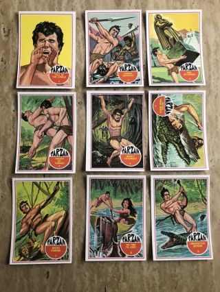 1966 Philadelphia Banner Production Tarzan Trading Cards Complete Set Of 66 Nm