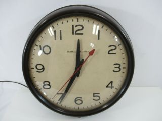 General Electric School Wall Clock Vintage Midcentury Brown Office Glass Face