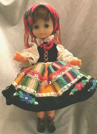 Vintage Polish Doll Mazowsze Lowicz Region Traditional Dress Costume Jointed 15 "