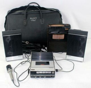 Vintage Sony Tc - 124 Stereo Tapecorder With Speakers