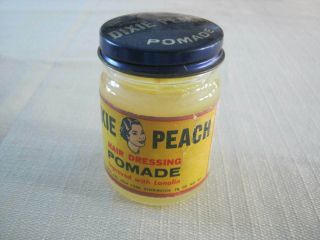 Vintage Dixie Peach Hair Dressing Pomade Jar,  2 5/8 Oz
