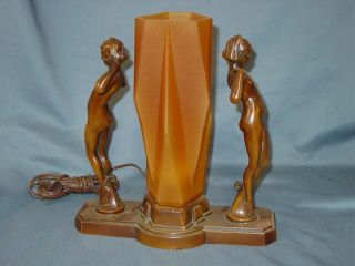 Vintage Frankart Nuart Art Deco Nude Lamp Ruba Rombic Shade