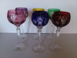 Set Of 6 Vintage Cut To Clear Crystal Clear Brand Wine Goblets Outstanding