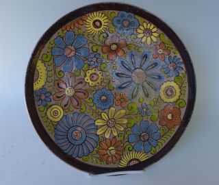Vintage Mexican Tlaquepaque Ceramic Art Deco Plate 10 7/8 " Diam.