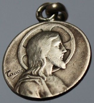 Antique Silver Religious Art Pendant Jesus Of Nazareth The Christ By Tairac