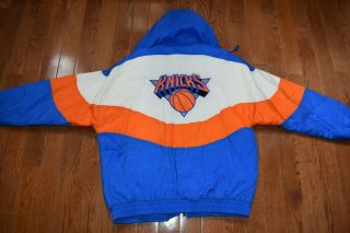 Vintage 1990s York Knicks Apex Jacket Parka Hoodie Nba Size L Vtg