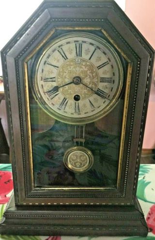 Wood Mantle Clock With Key