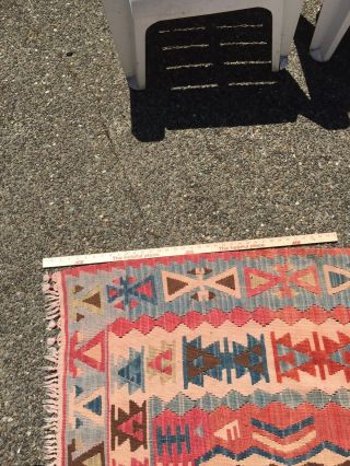 Vintage Hand Woven Wool Tapestry Rug Wall Hanging