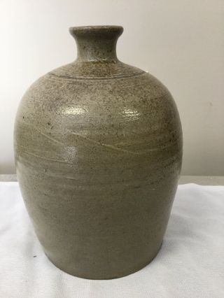 1 Gallon Dumpy Salt Glaze Stoneware Jug From North Carolina With Flat Top
