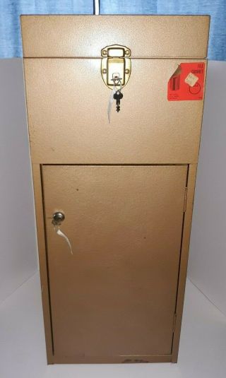 Vintage Industrial Metal Floor Lift Top One Door Floor File Cabinet 1940 Era