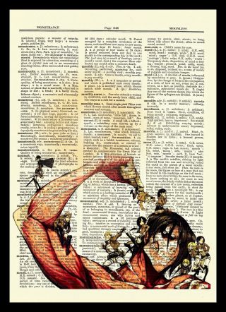 Attack On Titan Anime Dictionary Art Print Poster Picture Eren Levi Mikasa Armin