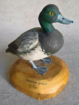 Vintage Hand Carved Wood Figure By John D.  Epp – Greater Scaup,  Canada
